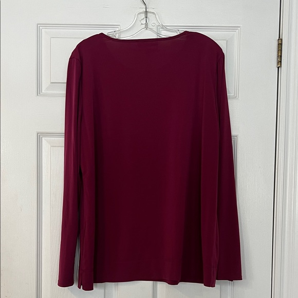 Sold-Elegant Burgundy Blouse with Beaded Neckline - Picture 3 of 4
